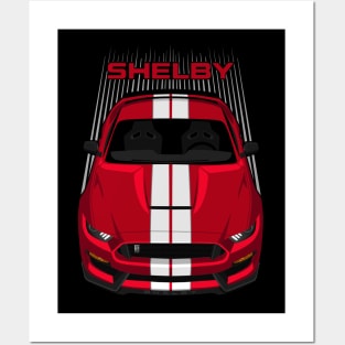 Ford Mustang Shelby GT350 2015 - 2020 - Red - White Stripes Posters and Art